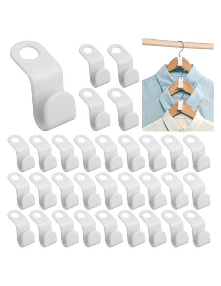 Ganchos Conectores para Ropa WTIGRD 50PCS Blanco Ahorra Espacio Ganchos Conectores para Ropa WTIGRD 50PCS Blanco Ahorra Espacio