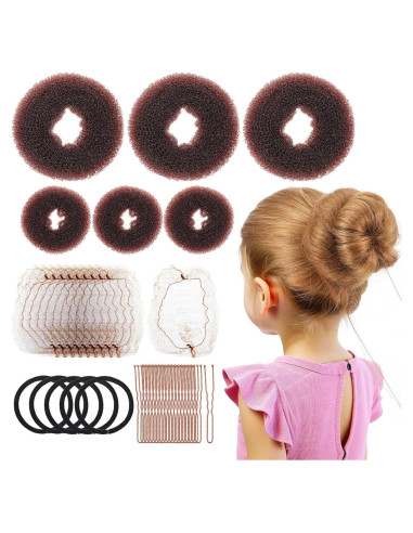 Set 41 Piezas Hacedor de Moños Josojoou - Donas, Redes y Clips