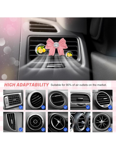 Set 8 Clips Ambientador de Coche Zmoso Lazo Rosa Aroma Limón