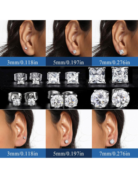 Pendientes de Stud MDFUN 6 Pares Acero Inoxidable Hipoalergénicos Pendientes de Stud MDFUN 6 Pares Acero Inoxidable Hipoalergénicos
