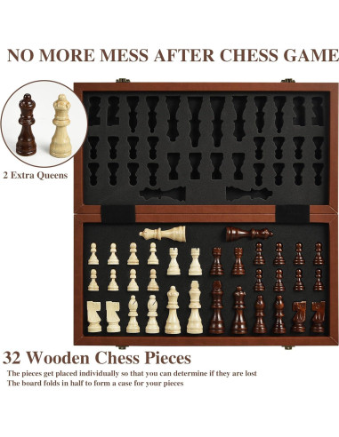 Juego de Ajedrez Magnético OUMODA de Cuero 39.1 cm Plegable