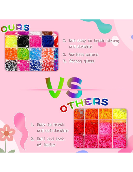 Kit de Pulseras de Goma XKDOUS 2400 Piezas 24 Colores Kit de Pulseras de Goma XKDOUS 2400 Piezas 24 Colores