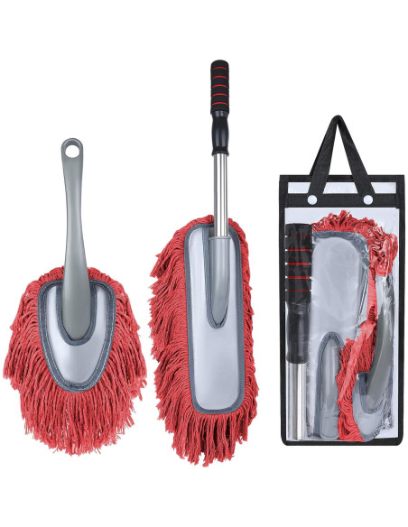 IPELY Duster de Coche 2 Pack Rojo con Mango Extensible IPELY Duster de Coche 2 Pack Rojo con Mango Extensible