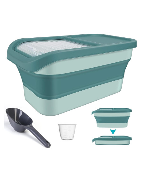 Contenedor Plegable para Comida de Mascotas YECERCAN 15L Verde Contenedor Plegable para Comida de Mascotas YECERCAN 15L Verde