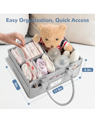 Organizador de Pañales PaoveFor Gris 30x16x23 cm Multifuncional