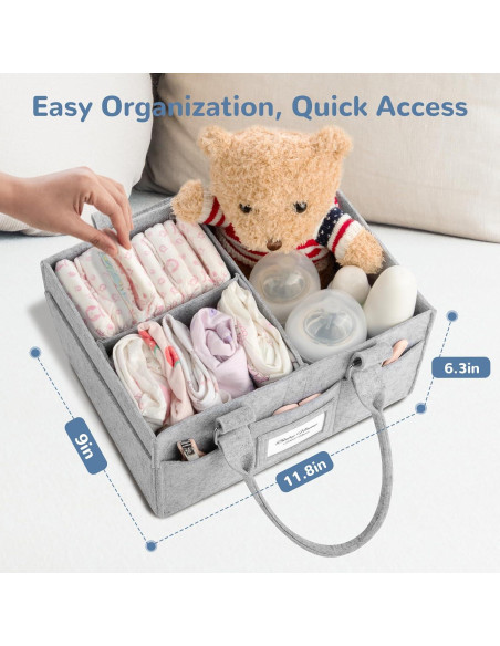 Organizador de Pañales PaoveFor Gris 30x16x23 cm Multifuncional Organizador de Pañales PaoveFor Gris 30x16x23 cm Multifuncional