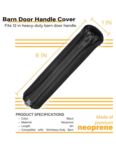 Funda de Manija de Puerta de Granero Aucuqu - Neopreno Negro Funda de Manija de Puerta de Granero Aucuqu - Neopreno Negro
