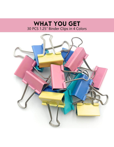Set de 25 Clips de Carpeta Medianos FJCTER Multicolor 32 mm