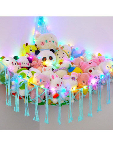 Hamaca para Animales de Peluche Basumee XL con Luz LED Verde Aqua