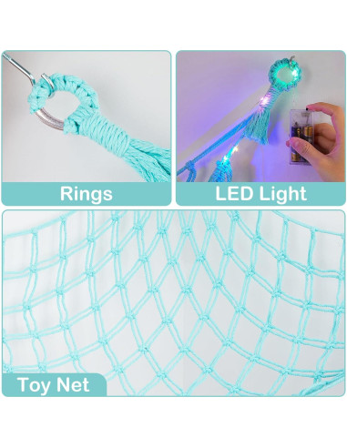 Hamaca para Animales de Peluche Basumee XL con Luz LED Verde Aqua