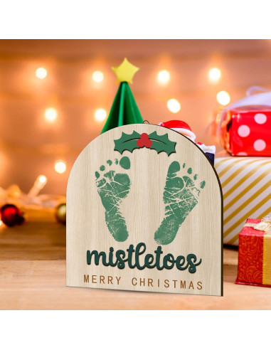 Cartel de Hito de Navidad para Bebés de Madera CANIPHA