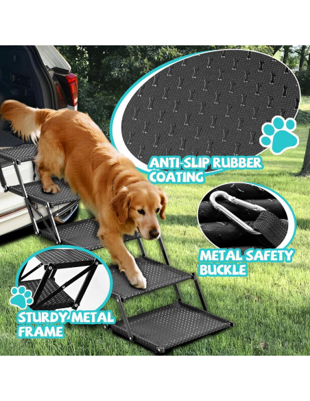 Escalera Plegable para Perros Zendova - 5 Escalones Antideslizantes Escalera Plegable para Perros Zendova - 5 Escalones Antideslizantes