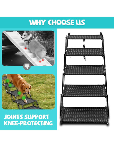 Escalera Plegable para Perros Zendova - 5 Escalones Antideslizantes Escalera Plegable para Perros Zendova - 5 Escalones Antideslizantes