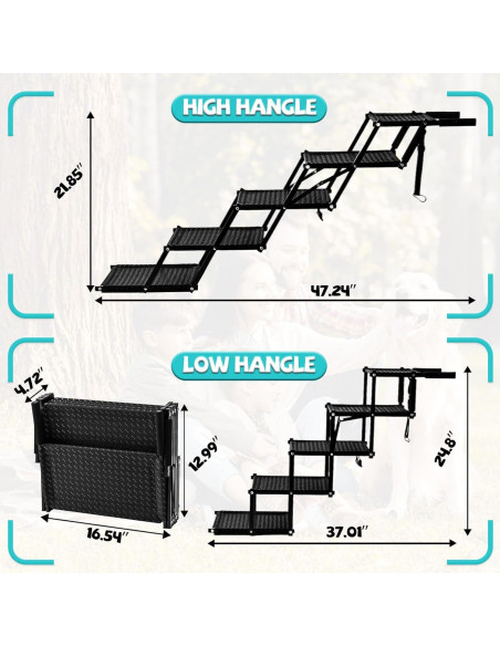 Escalera Plegable para Perros Zendova - 5 Escalones Antideslizantes Escalera Plegable para Perros Zendova - 5 Escalones Antideslizantes