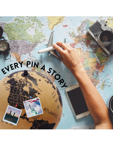 Mini Globo de Corcho 19.05 cm TWO DREAMERS con Mapa Mundial y Pines