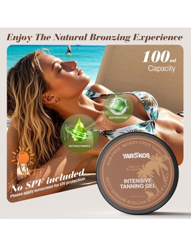 Gel Bronceador Intensivo Yargkos 100 ml Hidratante Aroma Coco