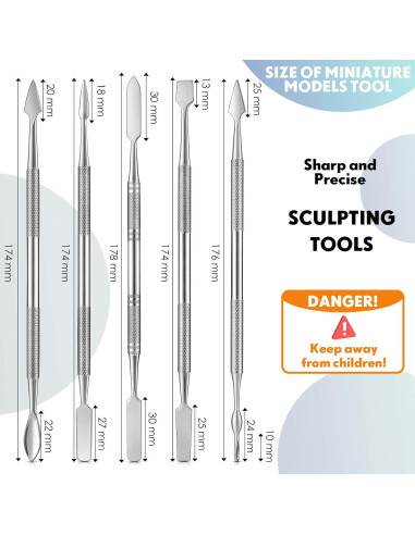 Set de 5 Herramientas de Esculpido Doble Cabeza Honoson - Acero Inoxidable