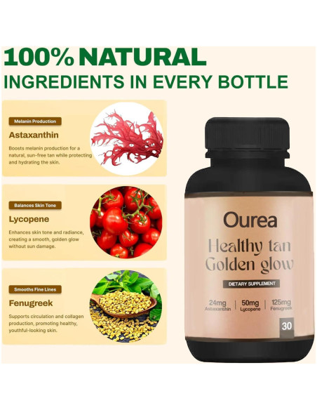 Ourea Cápsulas Superbronceadoras 30 Unidades - Brillo Natural Ourea Cápsulas Superbronceadoras 30 Unidades - Brillo Natural