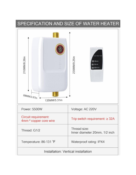 Calentador de Agua Eléctrico Sin Tanque Green Point 5500W 220V Calentador de Agua Eléctrico Sin Tanque Green Point 5500W 220V
