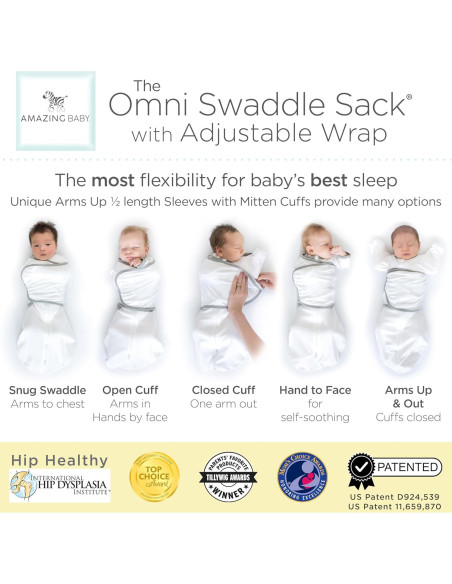 Saco de Dormir Transicional Omni SwaddleDesigns Estrellas Grises 0-3m Saco de Dormir Transicional Omni SwaddleDesigns Estrellas Grises 0-3m