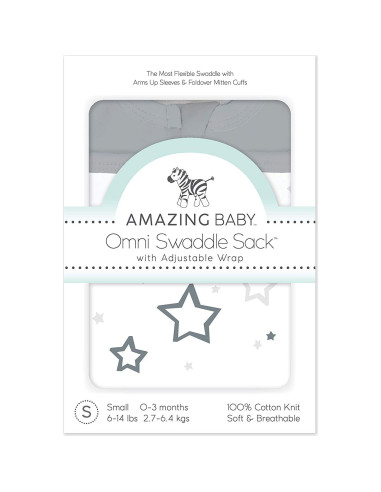 Saco de Dormir Transicional Omni SwaddleDesigns Estrellas Grises 0-3m