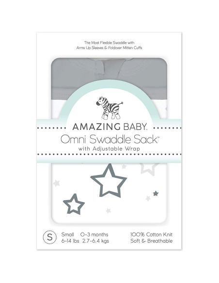 Saco de Dormir Transicional Omni SwaddleDesigns Estrellas Grises 0-3m Saco de Dormir Transicional Omni SwaddleDesigns Estrellas Grises 0-3m