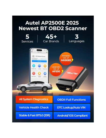 Lector de Códigos OBD2 Autel MaxiAP AP2500E Bluetooth Lector de Códigos OBD2 Autel MaxiAP AP2500E Bluetooth