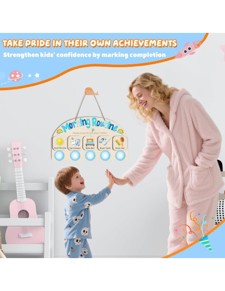 Tabla de Rutina Matutina AINBIN para Niños con 5 Luces Táctiles Tabla de Rutina Matutina AINBIN para Niños con 5 Luces Táctiles