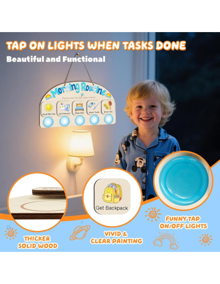 Tabla de Rutina Matutina AINBIN para Niños con 5 Luces Táctiles Tabla de Rutina Matutina AINBIN para Niños con 5 Luces Táctiles