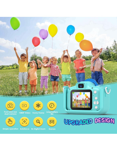 Cámara Digital para Niños Qemixly XL 48MP Azul con Funda