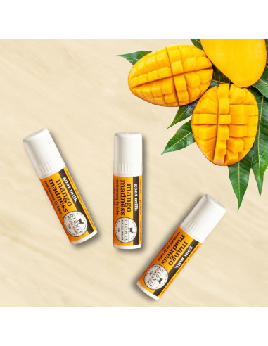 Set de 3 bálsamos labiales Dionis Mango, cera de abejas, 7.9 g