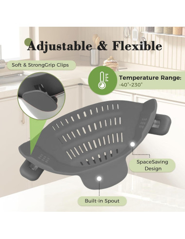 Colador de Pasta Clip On HapiGo Silicona Gris 4 Colores