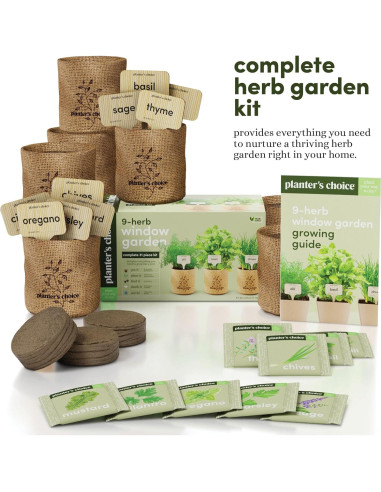 Kit de Jardín Interior 9 Hierbas Planters' Choice - Semillas Gourmet