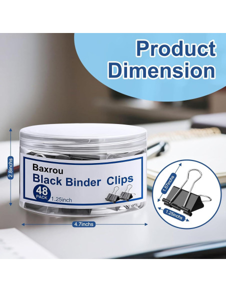 Clips de Carpeta Medianos Baxrou 3.18 cm Negro - 48 Piezas Clips de Carpeta Medianos Baxrou 3.18 cm Negro - 48 Piezas