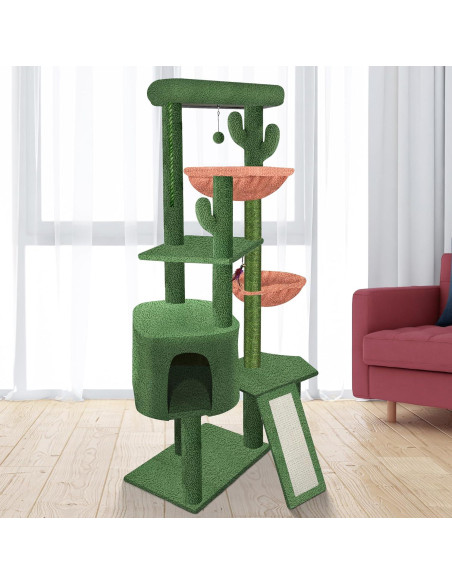 Árbol para Gatos Grande Wang Xin con Condominio y Hamacas Verde Árbol para Gatos Grande Wang Xin con Condominio y Hamacas Verde