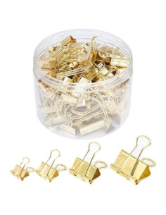 Clips de Carpeta YOPINK Dorados, 100 Piezas, Tamaños Variados