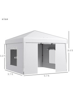 Carpa Plegable Qiokoith 3x3m Blanca con Paredes Laterales 2