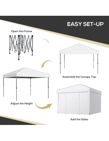 Carpa Plegable Qiokoith 3x3m Blanca con Paredes Laterales