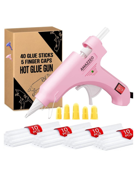 Pistola de Pegamento Caliente Amazzeo Mini 20W Rosa + 40 Barritas Pistola de Pegamento Caliente Amazzeo Mini 20W Rosa + 40 Barritas