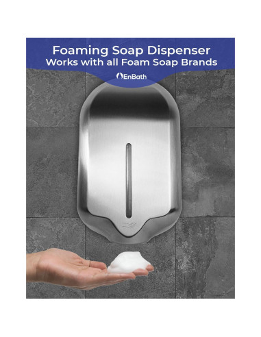 Dispensador Automático de Jabón Espumoso EnBath 1200ml Acero Inoxidable