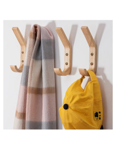 Perchas de abrigo de madera natural Fujinzhu - Paquete de 4