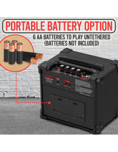 Amplificador de guitarra eléctrica portátil Pyle 10W con AUX 2