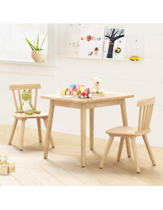 Conjunto Mesa y 2 Sillas Curipeer Windsor Madera Natural 2