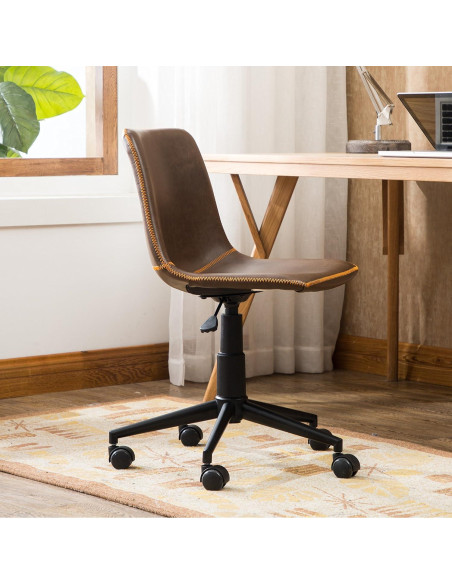 Silla de Oficina Roundhill Furniture Cesena 360 Ajustable Cuero Sintético Marrón Silla de Oficina Roundhill Furniture Cesena 360 Ajustable Cuero Sintético Marrón