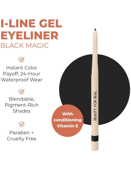 Delineador en Gel Impermeable Beauty For Real I-Line 24-7 Negro Delineador en Gel Impermeable Beauty For Real I-Line 24-7 Negro