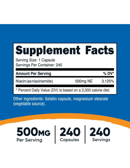 Nutricost Niacinamida 500mg - 240 Cápsulas (3 Botellas) Nutricost Niacinamida 500mg - 240 Cápsulas (3 Botellas)