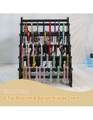 Soporte de Pulseras de Madera Jewack 8 Niveles Negro 30x25x38cm