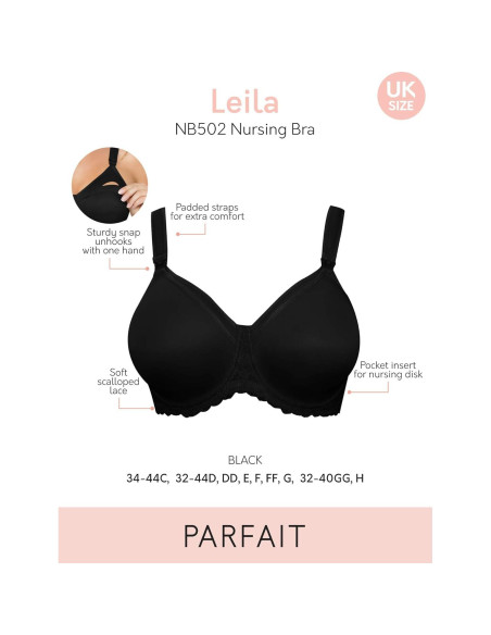 Sujetador de Maternidad Parfait NB502 Talla 32D Negro Aros Sujetador de Maternidad Parfait NB502 Talla 32D Negro Aros