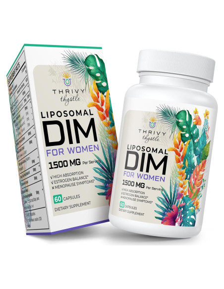 Suplemento Liposomal DIM 1500 mg ThrivyThystle - 60 Cápsulas Suplemento Liposomal DIM 1500 mg ThrivyThystle - 60 Cápsulas