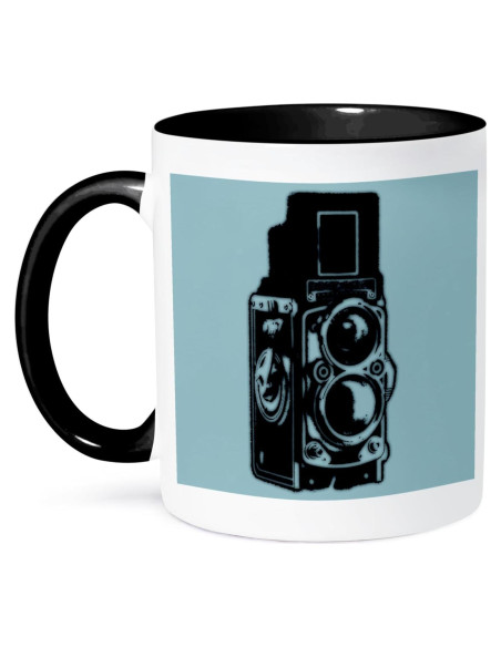 Taza de cerámica 3dRose 11 oz cámara vintage TLR cian Taza de cerámica 3dRose 11 oz cámara vintage TLR cian